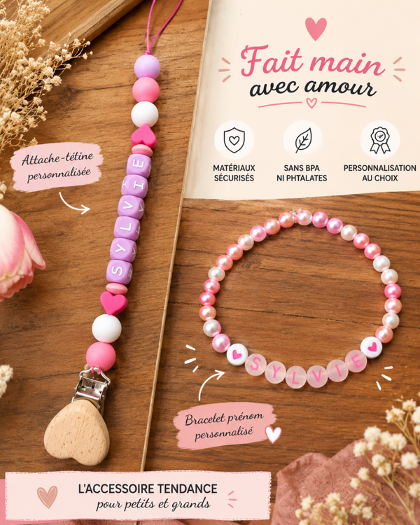 Bracelet perle nacrée décoratif prénom lumineux