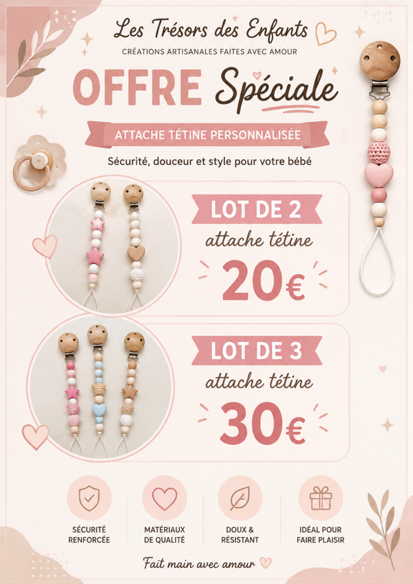 Lot de 3 attache tétine