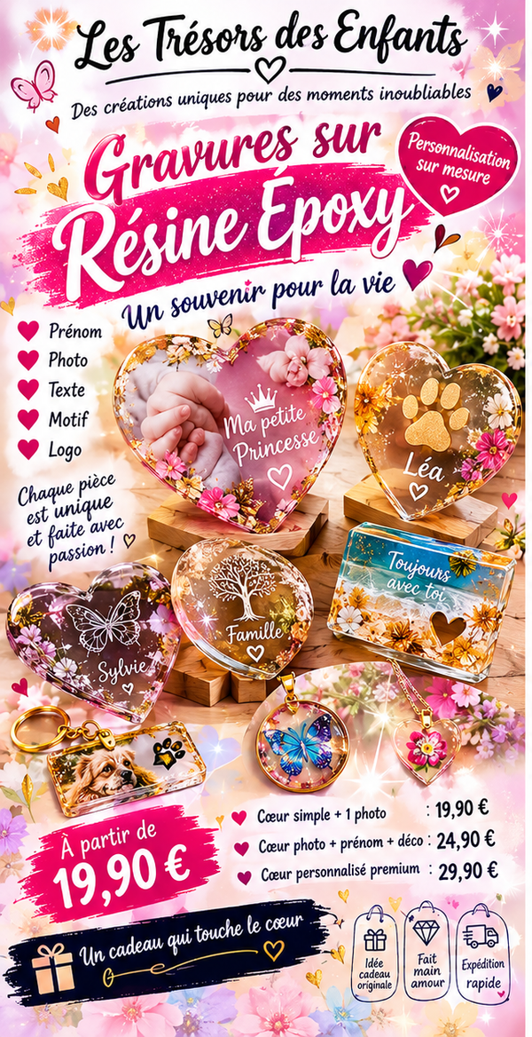 Cœur a gravure prénom plus photo et déco