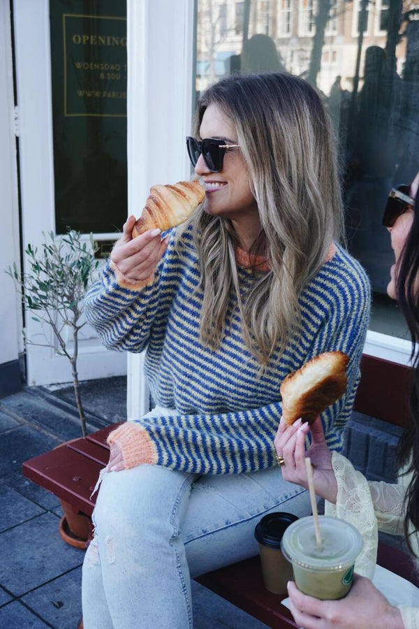 Stripe knit - blauw, oranje, wit