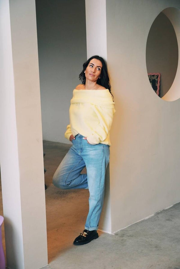 Offshoulder trui geel