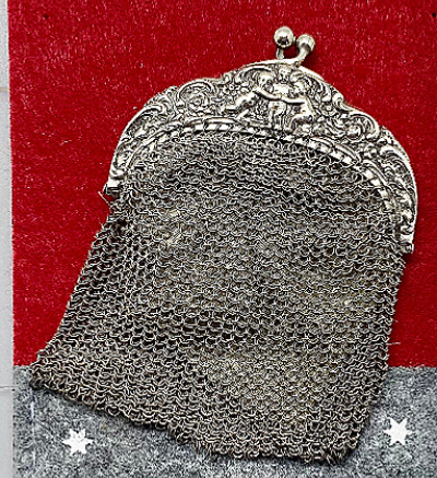 Zilveren chatelaine munt portemonnee