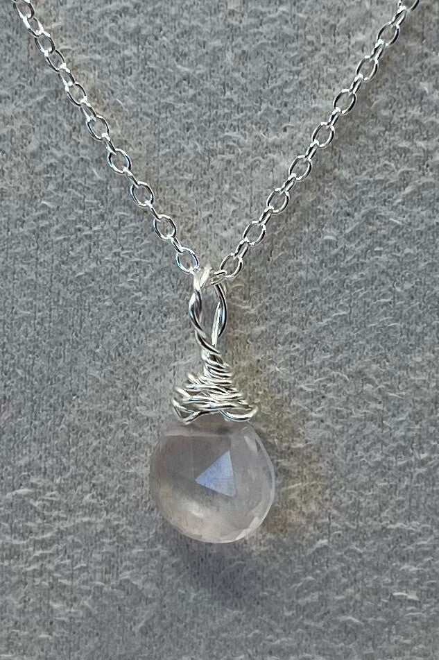 Rose Quartz Briolette Twisted Wrap Necklace