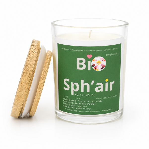Bougie artisanale et végétale - Parfum MONOÏ