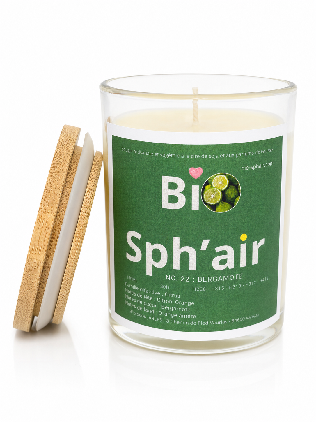 Bougie artisanale et végétale - Parfum BERGAMOTE