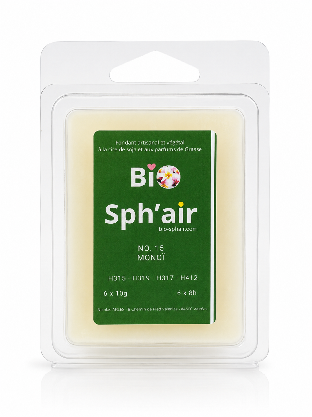 Lot de 6 fondants à la cire de soja et aux parfums de Grasse - MONOÏ