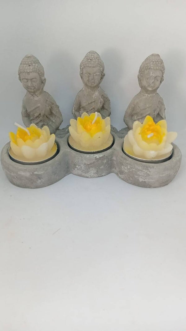 Buddha with candle lotus flower