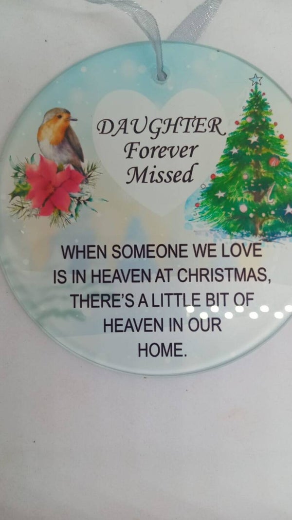 In Memory of Daughter at Christmas tree hanger