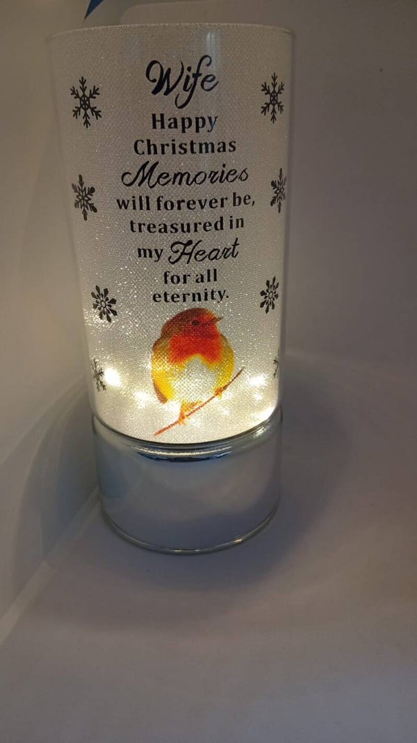 In Memory of wife light up robin vase