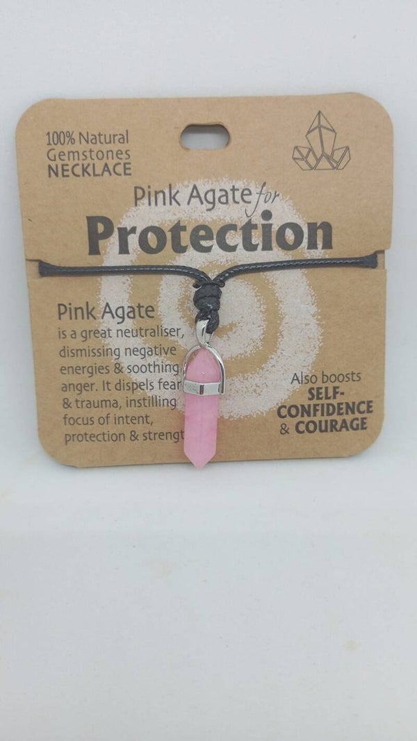 Pink Agate protection pendent.