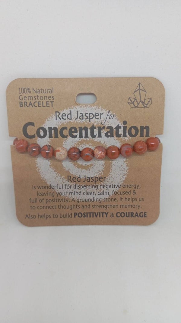 Red jasper crystal bracelet for Concentration