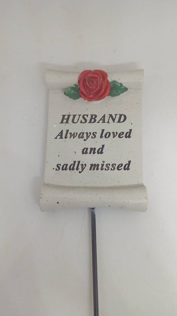 Christmas in Memory of Husband Grave plaques on stand
