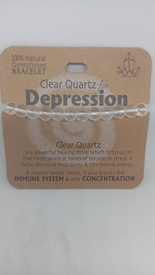 Clear quartz crystal bracelet for Depression