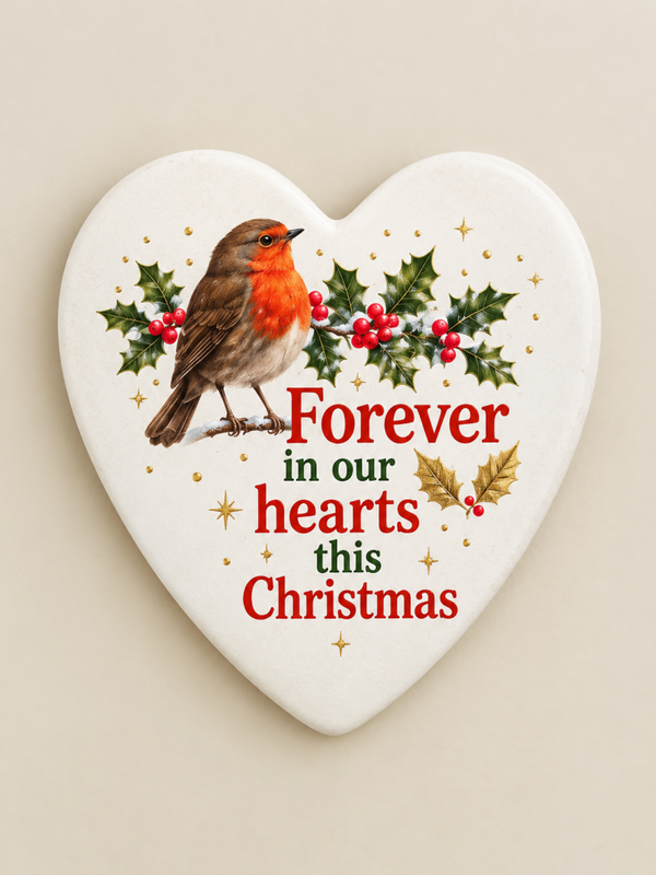 In Memory at Christmas marble hears.