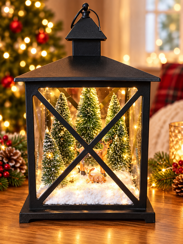 Large light up lanterns with reindeer.