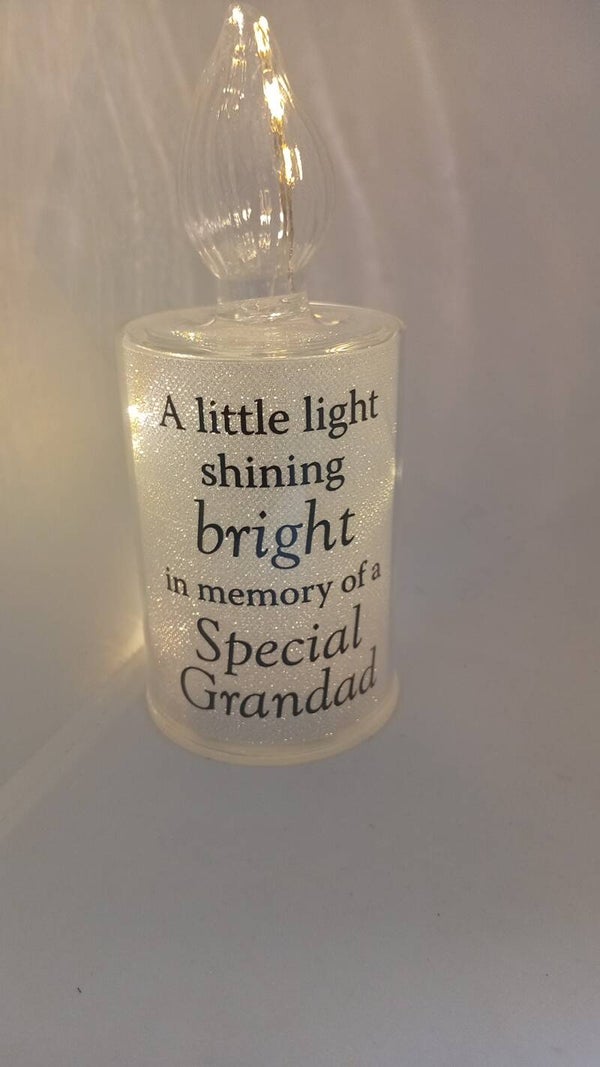Light up battery powered candle In Memory of Grandad