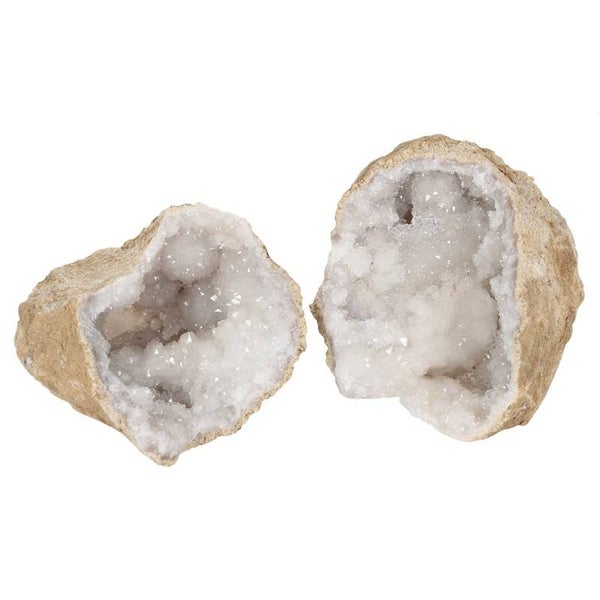 Moroccan White Crystal Geode pair