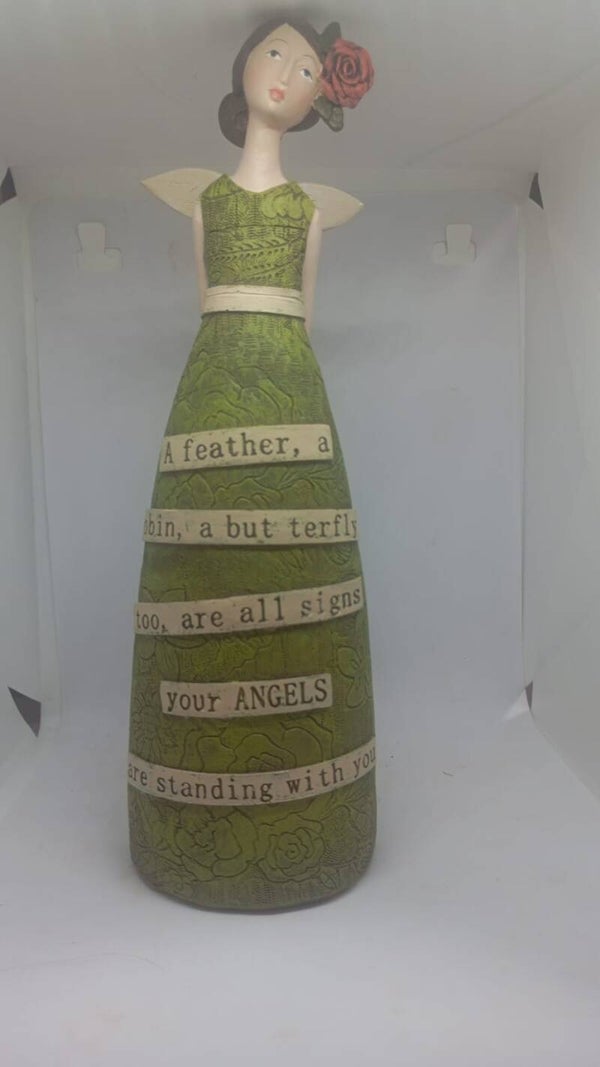 Large Angel with robin & butterfly quote