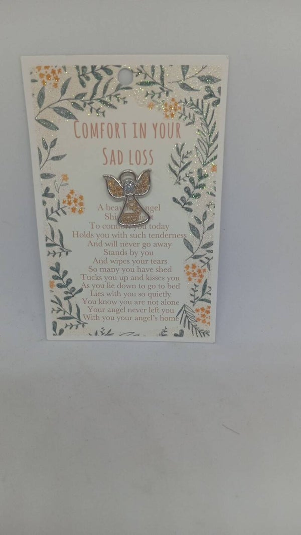 Comfort on your sad loss Angel pin