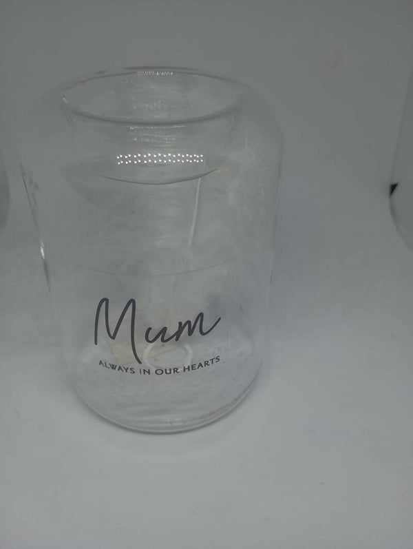 In Memory of Mum feather t-light holders