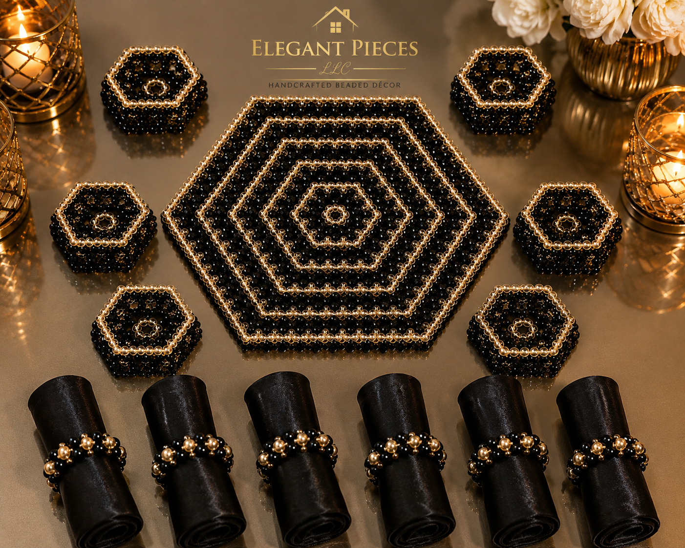 13 PCS CUPHOLDER SET WITH NAPKIN RINGS