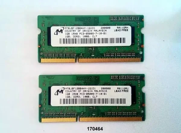 RAM / Arbeitsspeicher für Laptop / Micron / 2 x 1 GB / PC3-8500S