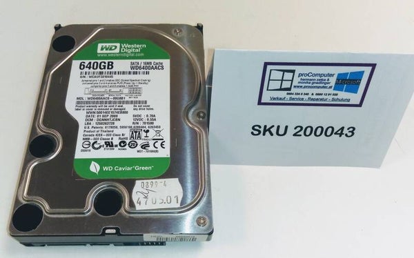 HDD, Festplatte, Western Digital Caviar Green, WD6400AACS, 640GB,  3,5 Zoll, SATA