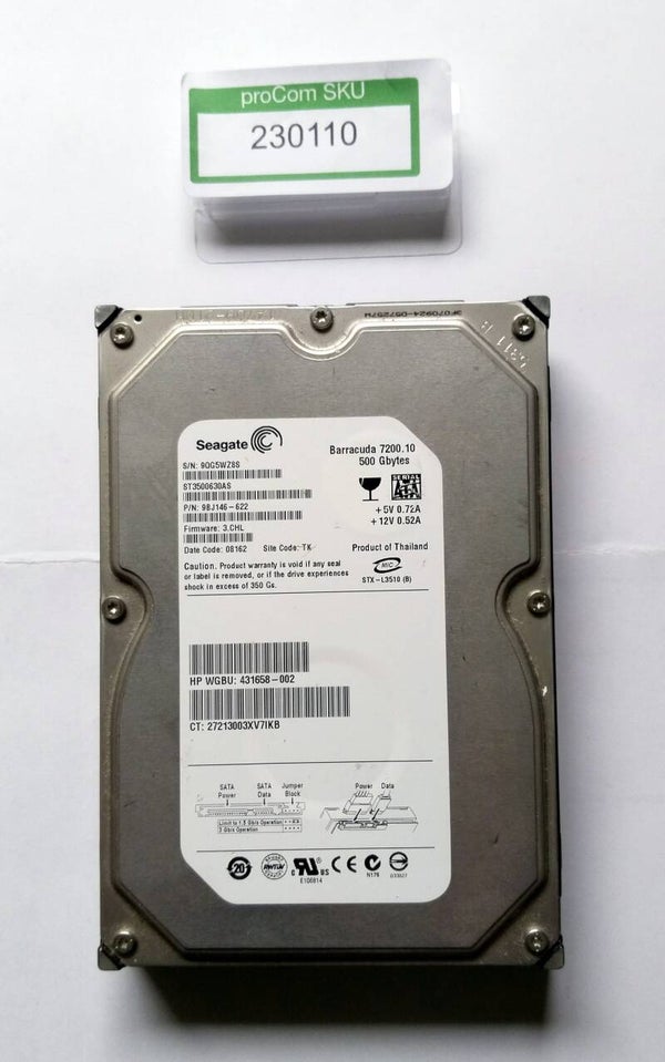 HDD, Festplatte, Seagate Barracuda, ST3500630AS, 3,5 Zoll, SATA, 500 GB
