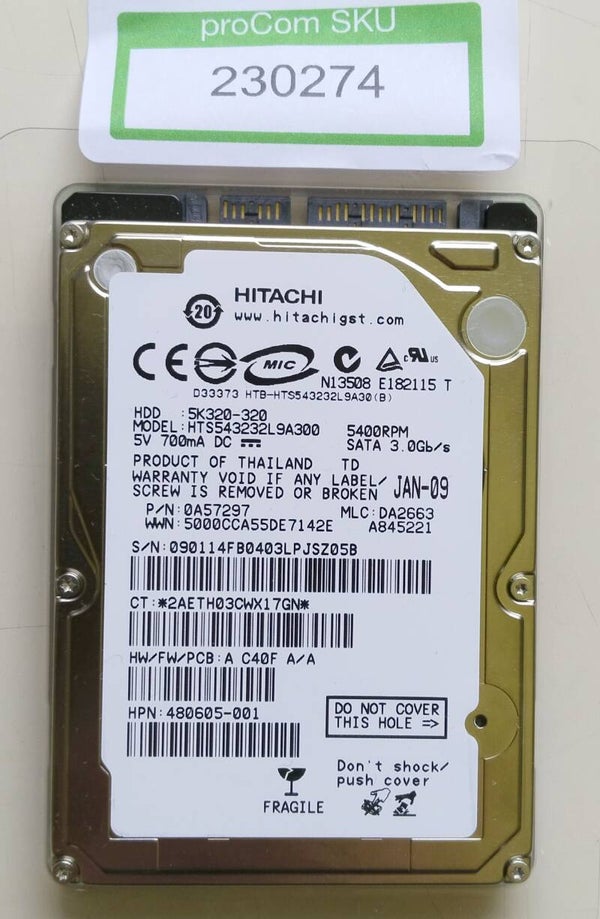 HDD / Festplatte / Hitachi Travelstar / 2,5" / SATA / 320 GB / 2 Stk.