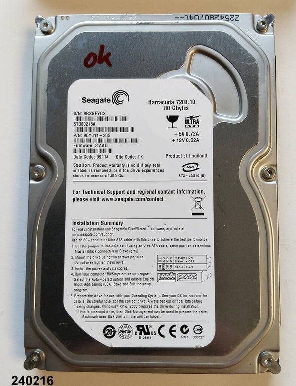 HDD / Festplatte / Seagate Barracuda / 80 GB / IDE / 3,5 Zoll