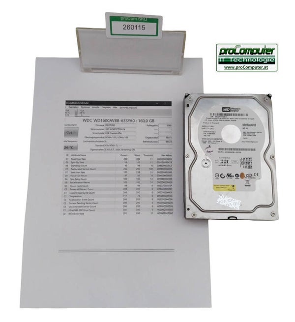 HDD, Festplatte, Western Digital, WD1600AVBB, 3,5 Zoll, IDE, 160 GB