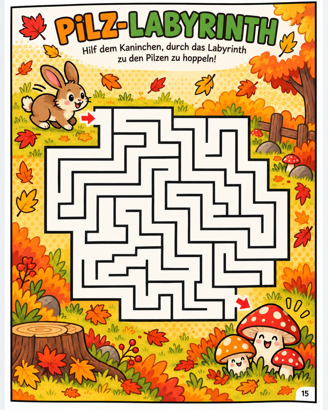 Herbst-Labyrinthe: 5 Arbeitsblätter