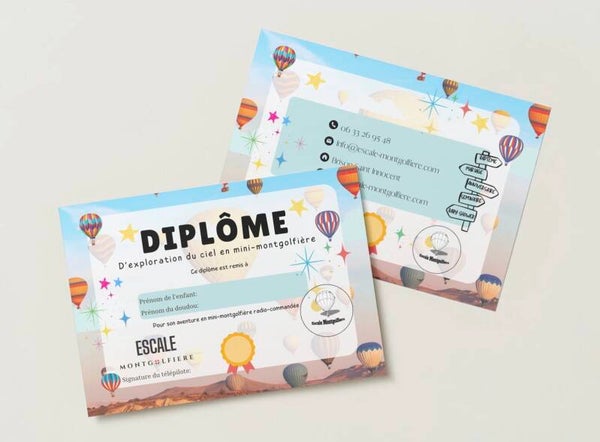 Diplôme enfant d’exploration du ciel en mini-montgolfière