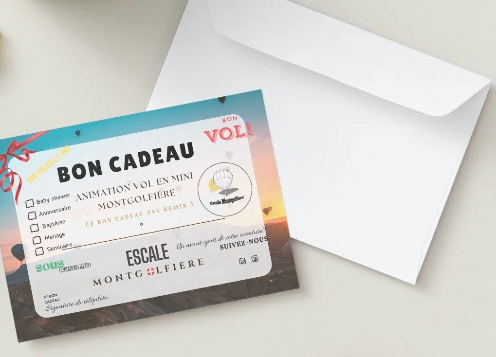 Carte cadeau animation en mini-montgolfière