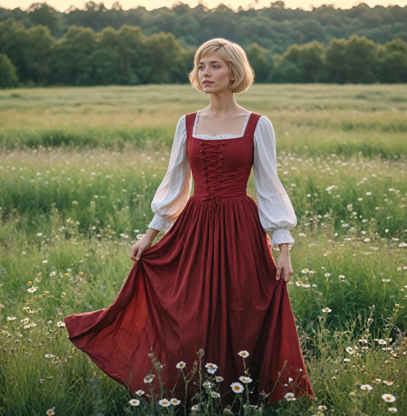 Unter Nordfrauen - Schnürkleid und Bluse aus Leinen oder Baumwolle-Leinen