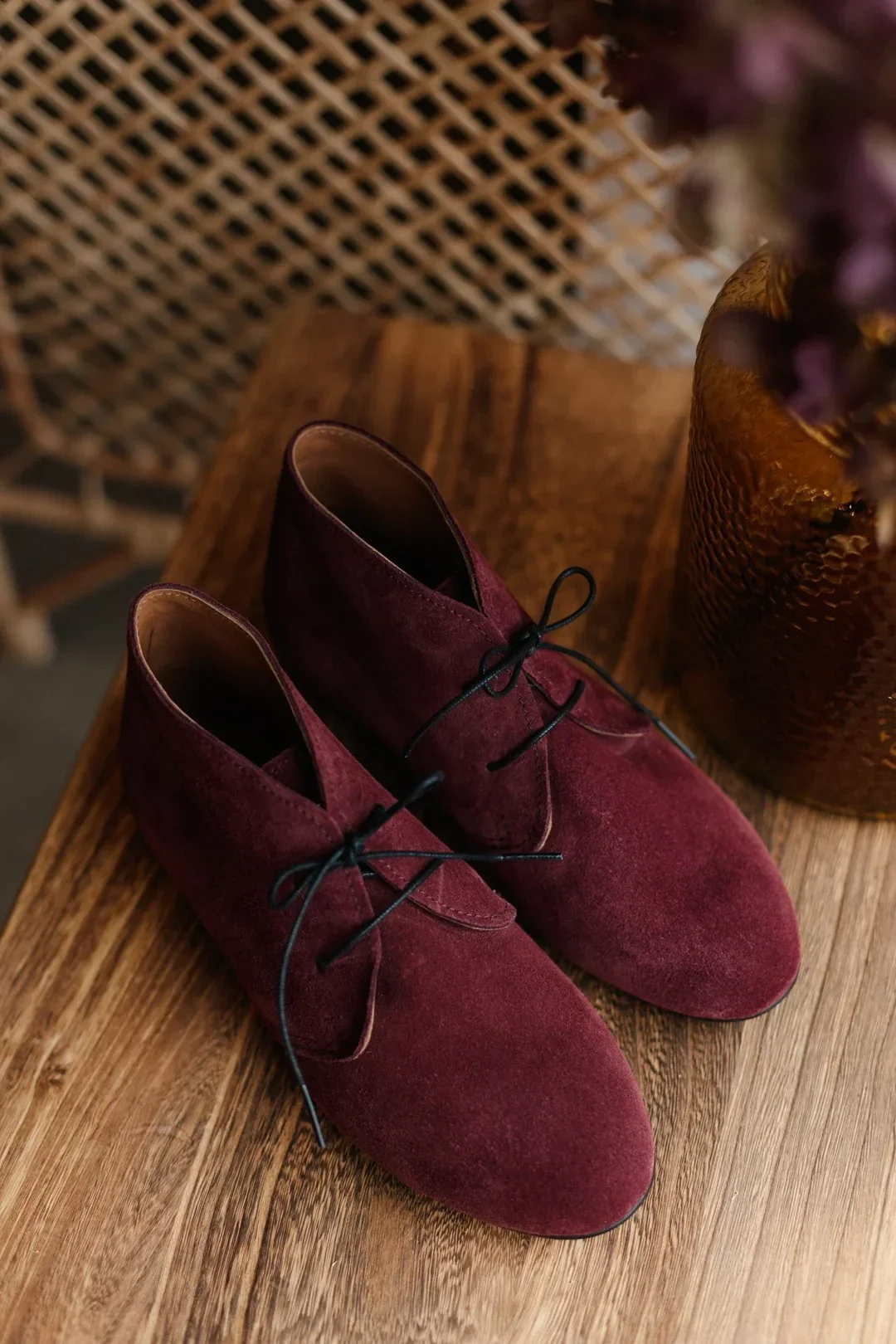 Stiefelette "Malin" - aus Wildleder in Zigarre und Burgund