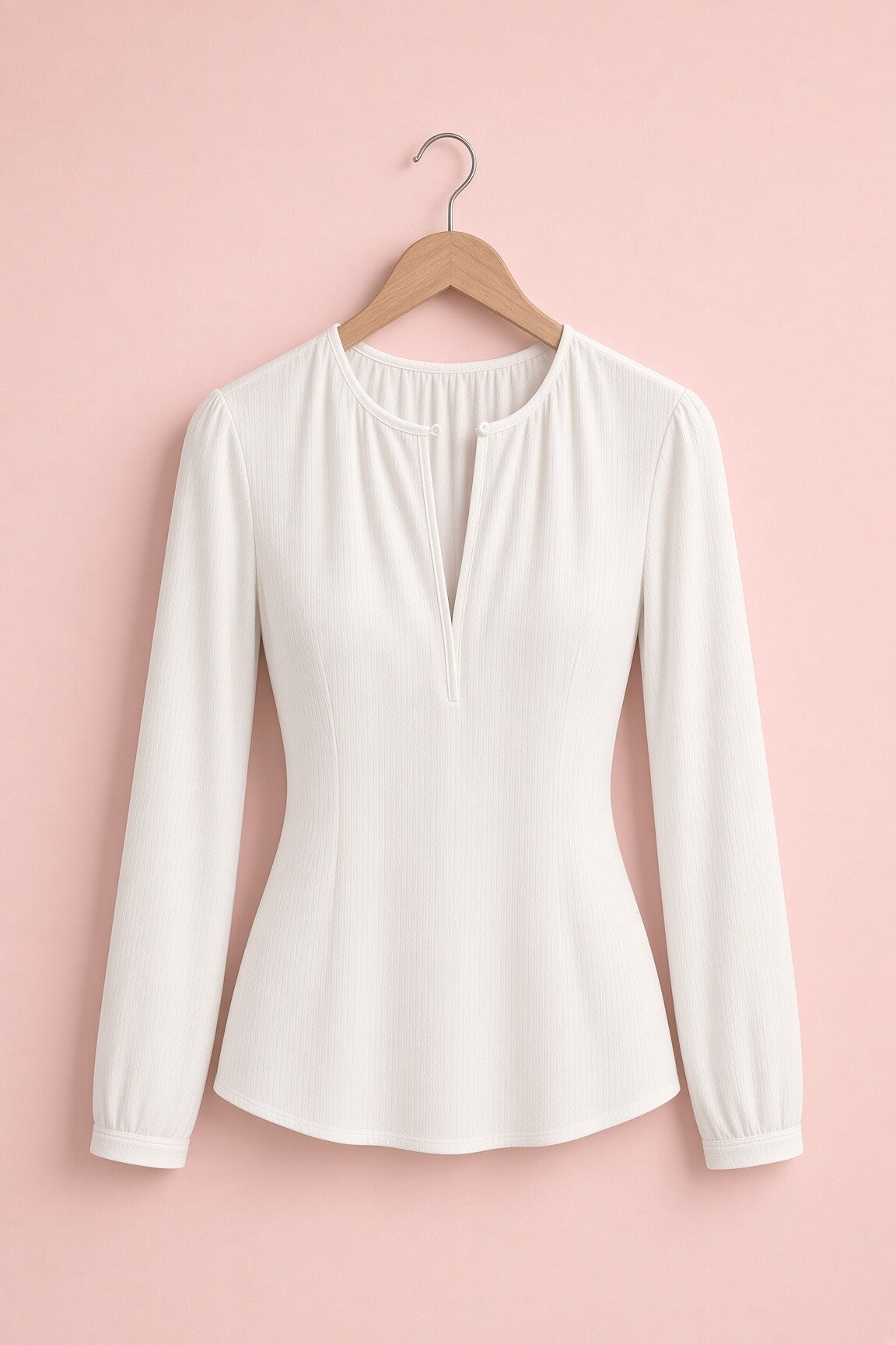Bluse mit kleinem V-Ausschnitt und Knopfverschluss