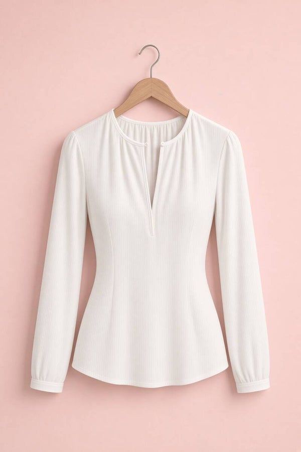 Bluse mit kleinem V-Ausschnitt und Knopfverschluss