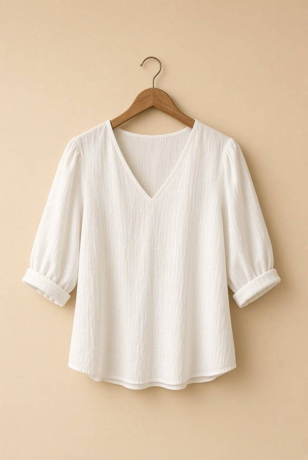 Bluse mit schlichtem V-Ausschnitt