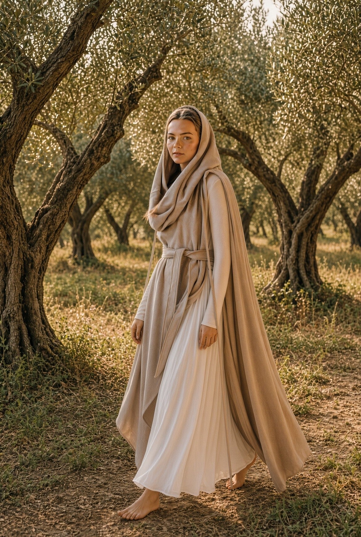 Die Göttin - Kaftan aus Wolle und Leinen
