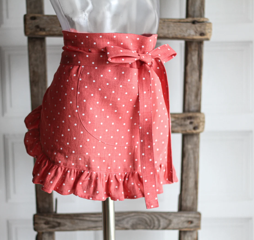 Leinen Rüschenschürze "Bistro" - in 72 Farben