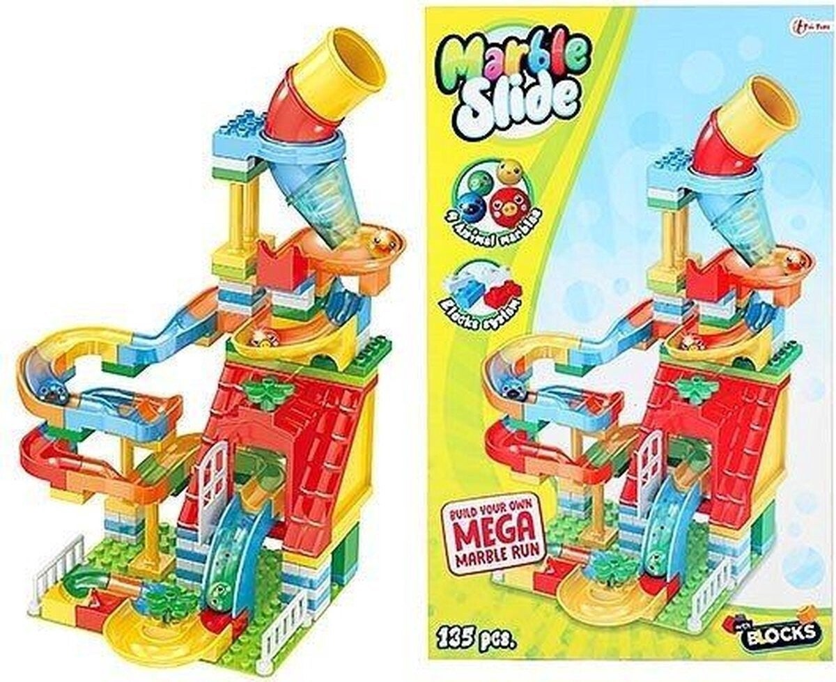 Toi-Toys Blocks Bouwblokken Knikkerbaan 133-delig | knikkeren | knikkerbaan