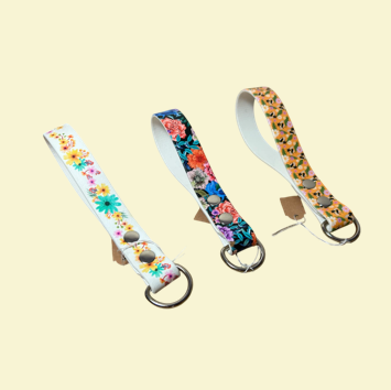 3 x grab tabs (flower print, black flower print, bees print)