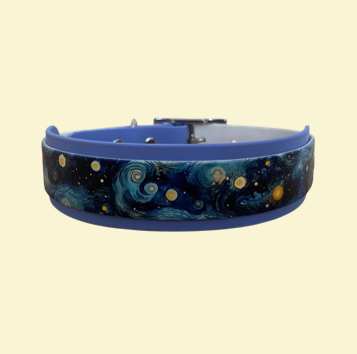 Starry night print layered collar with periwinkle backing