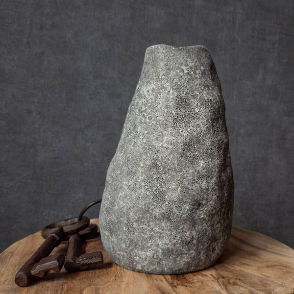 Vaas Cave  -  antraciet/grijs -  H22 x Ø 14,5 cm - M