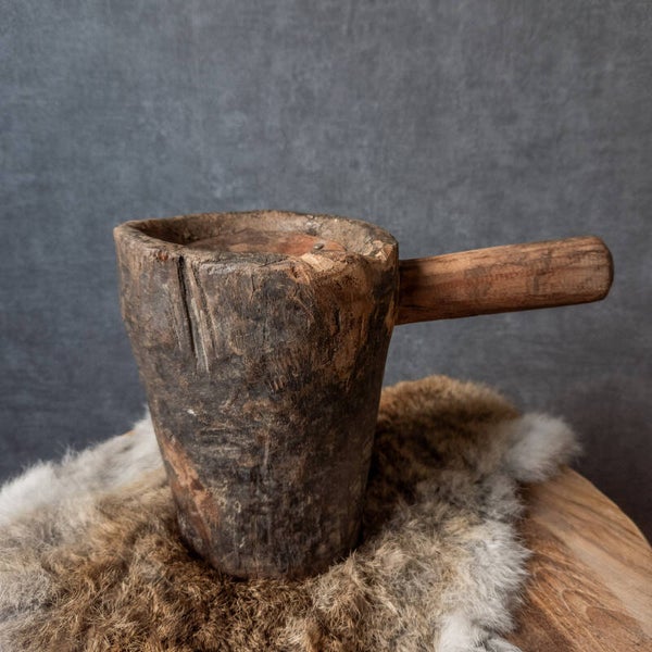 Unieke houten kandelaar met steel - nr 1