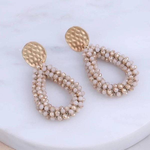 Oorbellen strass beige