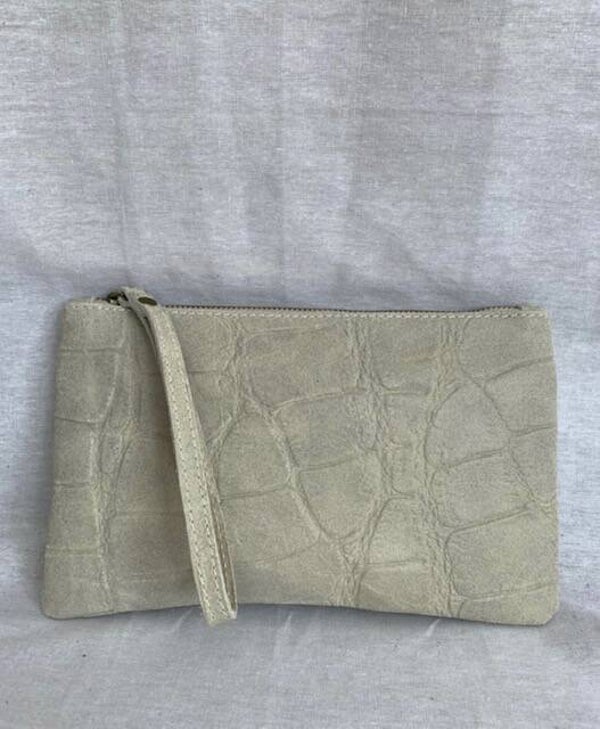 Leren toilettas beige