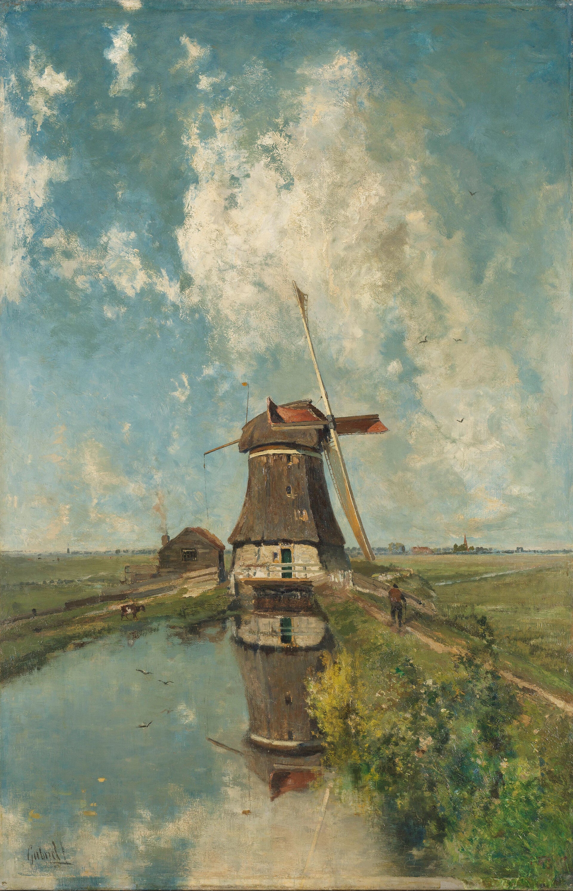 REL-0023-Een molen aan een poldervaart, bekend als ‘In de maand juli’, Paul Joseph Constantin Gabriël, ca. 1889