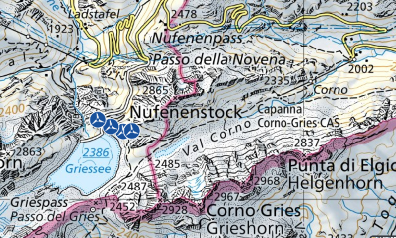 Zu sehen ist eine Karte mit dem Windpark Gries.